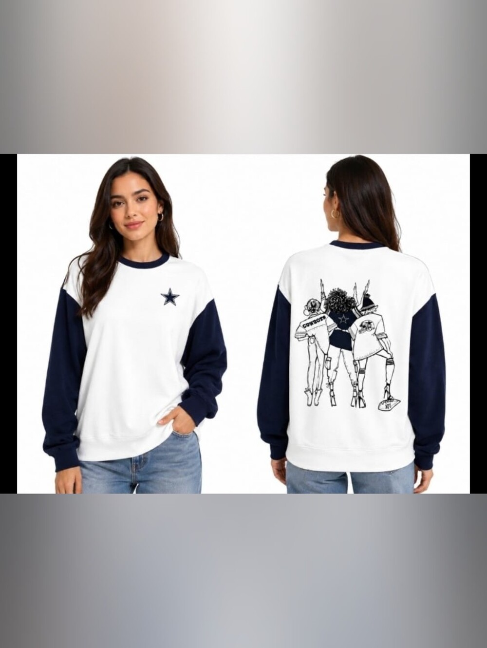 Star Emblem Raglan Crewneck Sweater - White & Navy